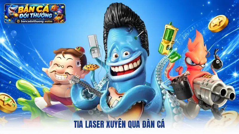 Tia laser xuyên qua đàn cá